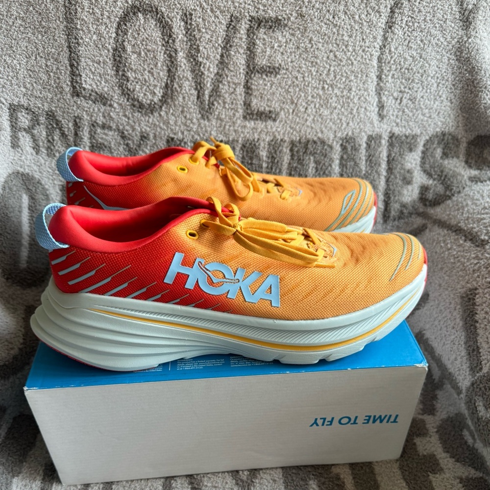 Hoka One One Bondi X Fiesta Amber Yellow Men Size 11.5 NWT